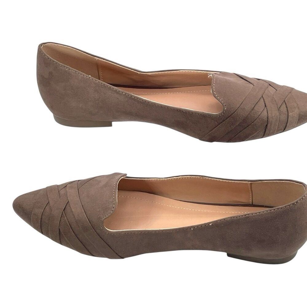 Women’s Brown Pointed Toe Woven Detail Flats Size 7 - Picture 2 of 8